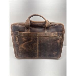 KomalC 16" Genuine Leather Laptop Briefcase Messenger Bag New Open Box